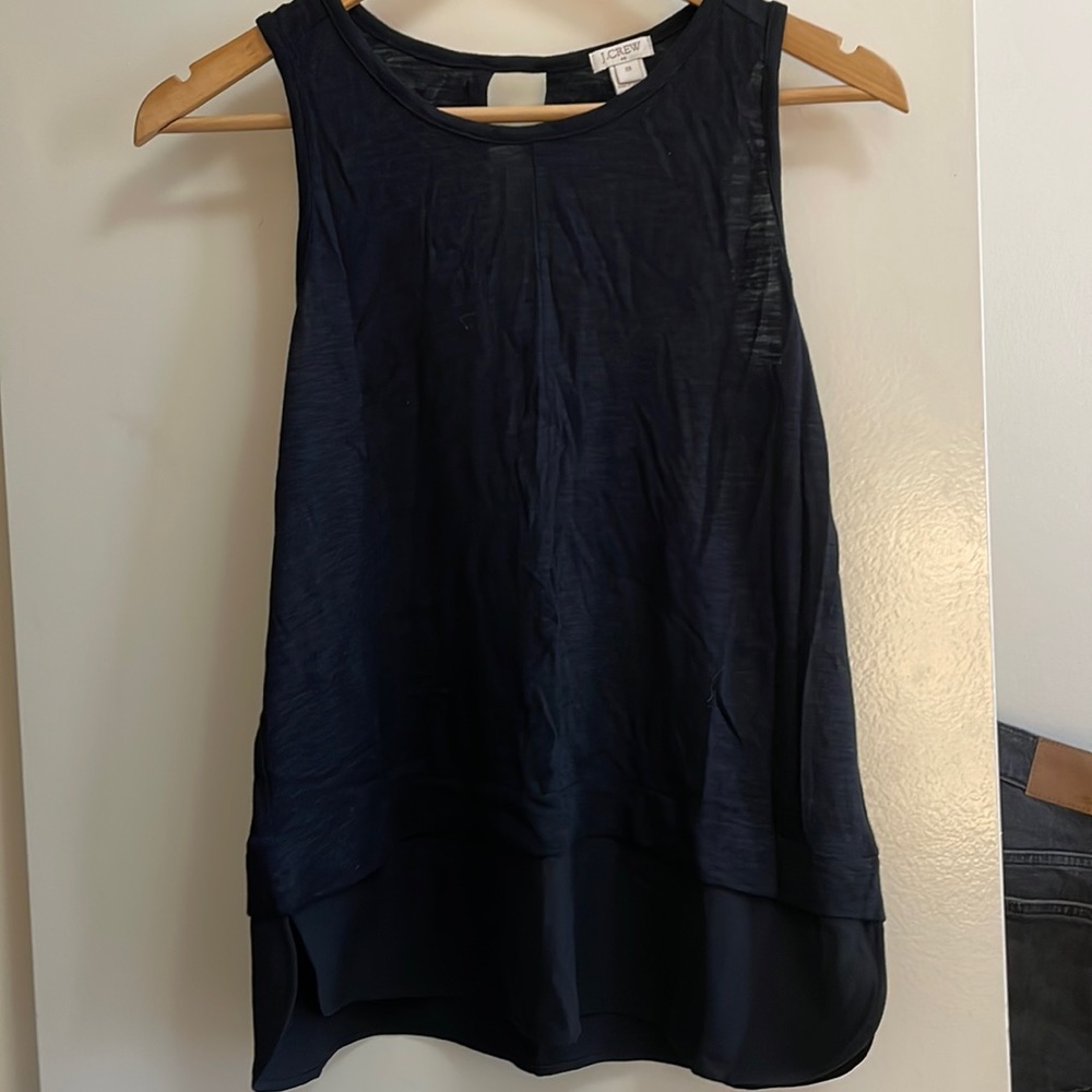 J Crew black peplum tank with crepe trim, XS